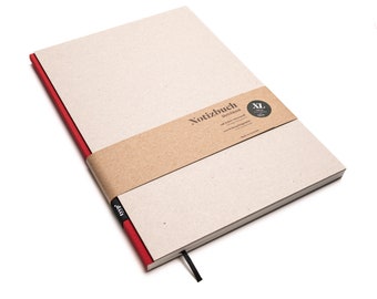 Handmade large design notebook made from 100% recycled paper “BerlinBook” - Red / Recycled cardboard