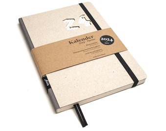 Sustainable pocket calendar 2024 made of 100% recycled paper "Design Calendar" carbon gray - eco cardboard