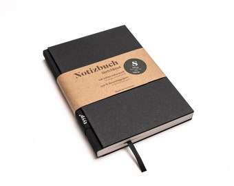 Handmade small design notebook made of 100% recycled paper "BerlinBook" - Black