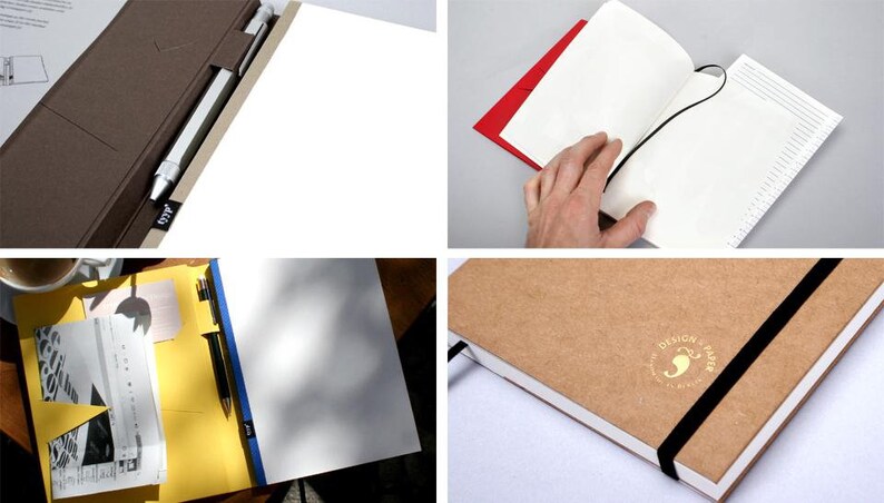 Swiss Brochure Notebook Craft seminar book, notebook with pockets and elastic band image 3