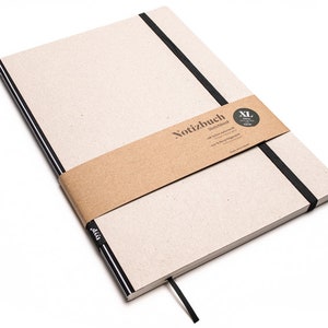 Cuaderno de diseño artesanal A4 hecho de papel 100% reciclado "Classic" - rayas blancas y negras - cartón reciclado