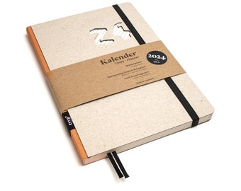 Sustainable pocket calendar 2024 made from 100% recycled paper "Design Kalender" peach - eco-friendly cardboard