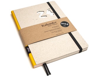 Sustainable pocket calendar 2024 made of 100% recycled paper "Design Calendar" Taxi Yellow - eco cardboard