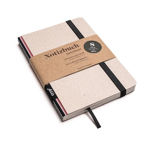 Cuaderno de diseño artesanal A6 fabricado en papel 100% reciclado "Classic" - Rayas rosas - Cartón reciclado