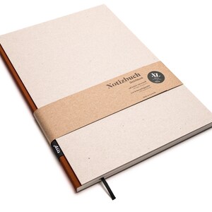 Libreta de diseño grande, hecha a mano, con papel 100 % reciclado "BerlinBook" - Marrón café / Cartón reciclado