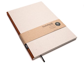 BerlinBook A4 Notebook, Coffee Brown, 100% Recycled Paper, Blank, Perforated, Handmade in Germany