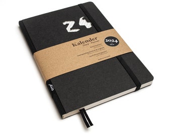Sustainable pocket calendar 2024 made from 100% recycled paper "Design Calendar" black