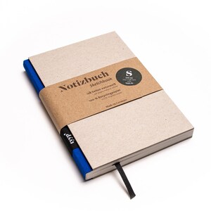 Cuaderno pequeño de diseño hecho a mano con papel 100% reciclado “BerlinBook” - azul / cartón reciclado