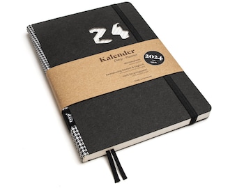 Sustainable pocket calendar 2024 made from 100% recycled paper "Design Kalender" Houndstooth - Black