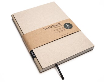 Handmade design notebook A5 made of 100% recycled paper "BerlinBook" - Latte Braun - Recycled cardboard