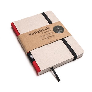 Cuaderno de diseño artesanal A6 fabricado en papel 100% reciclado "Classic" - Rojo - Cartón reciclado