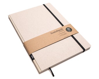 Handmade design notebook A4 made of 100% recycled paper "Classic" - cream - recycled cardboard
