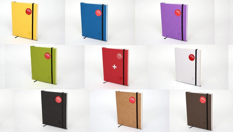 Swiss Brochure Notebook Craft seminar book, notebook with pockets and elastic band image 4