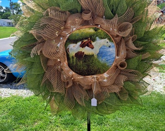 Wreath with 3D quilted horses