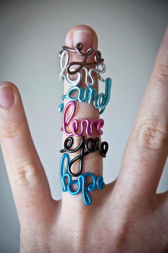 Custom word ring handmade ring with personalized text Etsy