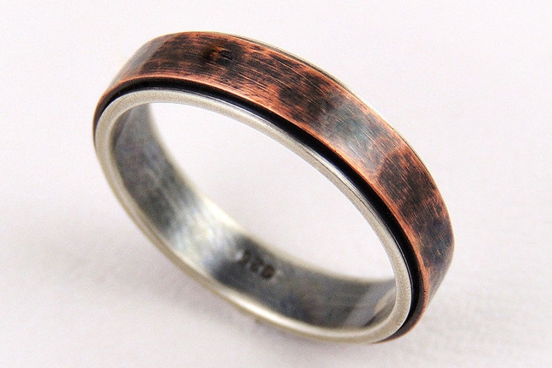 womans ring,mens ring,womens wedding ring,men engagement ring,rustic ring,rustic engagement ring,silver copper Unique 5mm wedding band