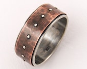 Steampunk Jewelry Ring for Men, Mens Wedding Band, Rustic Silver & Copper, Alternative Wedding Ring, Handmade Wedding Band