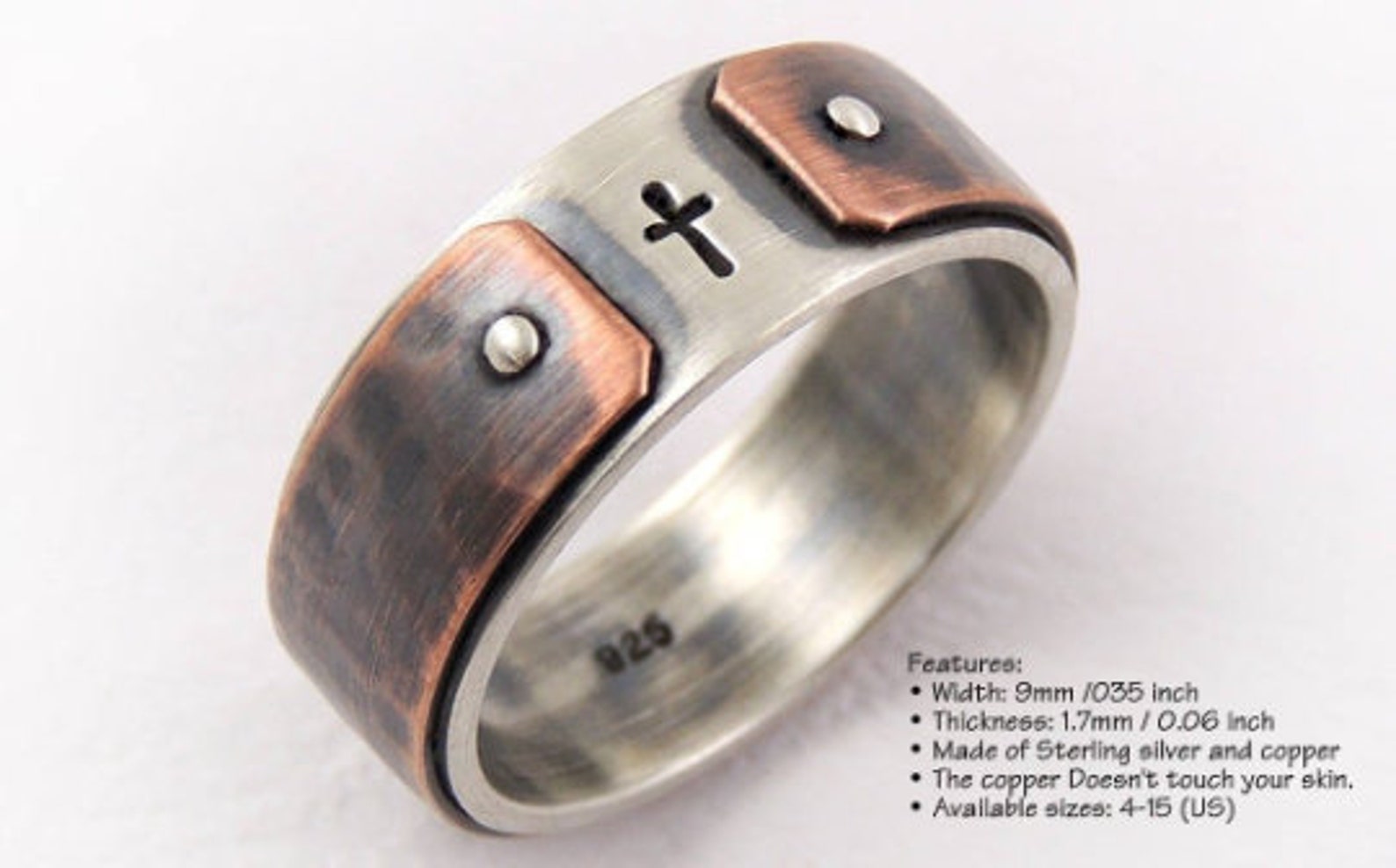 Mens Christian Ring Cross Wedding Ring For Men Rustic Etsy