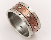 Copper Engagement Ring For Men, Rustic Mens Wedding Band, Anniversary Gifts For Him, Silver Copper Wedding Ring, Unique Men's Thumb Rings