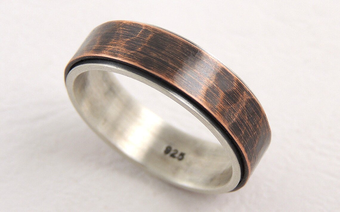 Mens Copper Wedding Band Rustic Wedding Band Mens Handmade Etsy