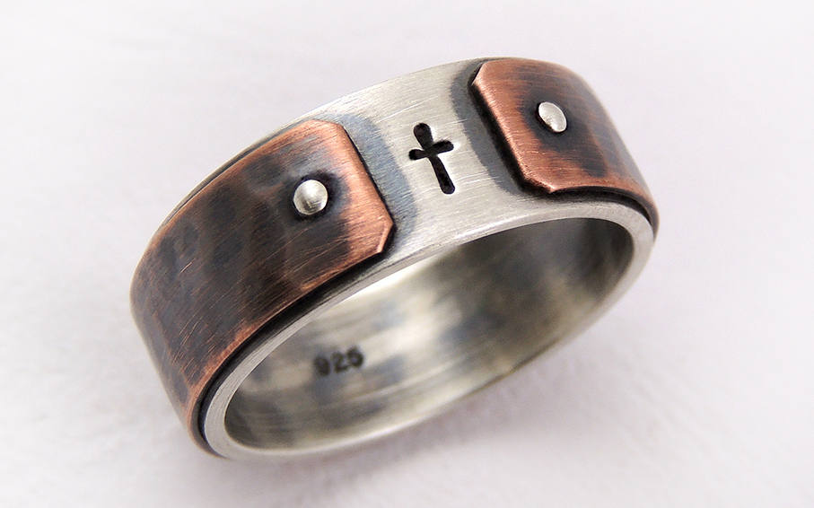 Mens Christian Ring Cross Wedding Ring For Men Rustic Etsy