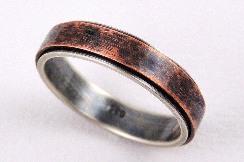 womans ring,mens ring,womens wedding ring,men engagement ring,rustic ring,rustic engagement ring,silver copper Unique 5mm wedding band
