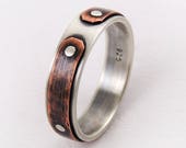 Unique Silver and Copper Ring, Unique Mens Engagement Ring, Celtic Wedding Band, Alternative Ring, Rustic Wedding Ring, Male Engagement Ring
