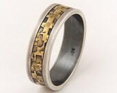 7mm Wedding Band, Unique Mens Brass Wedding Band, Jewellery For Men, Two Tone Wedding Band, Rustic Wedding Ring, 7mm Engagement Ring