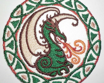 FIRE BREATHING DRAGON castle Patch medieval dragon fantasy art celtic pagan