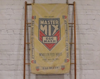 Vintage Cotton Feed Sack, Master Mix Egg Mash, McMillen Feed Mills, Ft. Wayne Indiana, S123