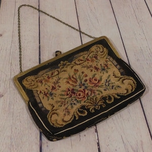 Bolso de mano antiguo de tapiz, fabricado en Austria, principios del siglo XX, CA10