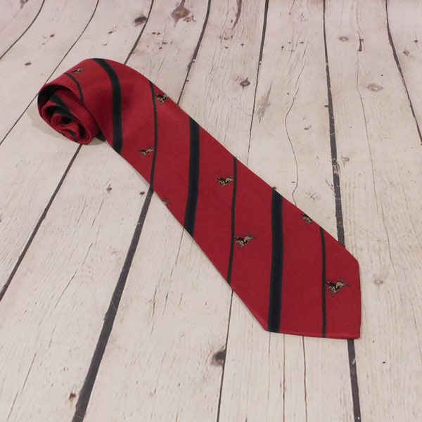 Red Necktie, Knights on Horseback, Smithsonian Institution,  Vintage Silk Neck Tie Made in Italy,  NT02