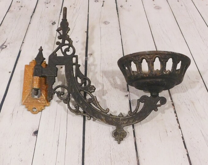 Antique Cast Iron Lamp Sconce Oil Lamp Wall Sconce Ornate Etsy