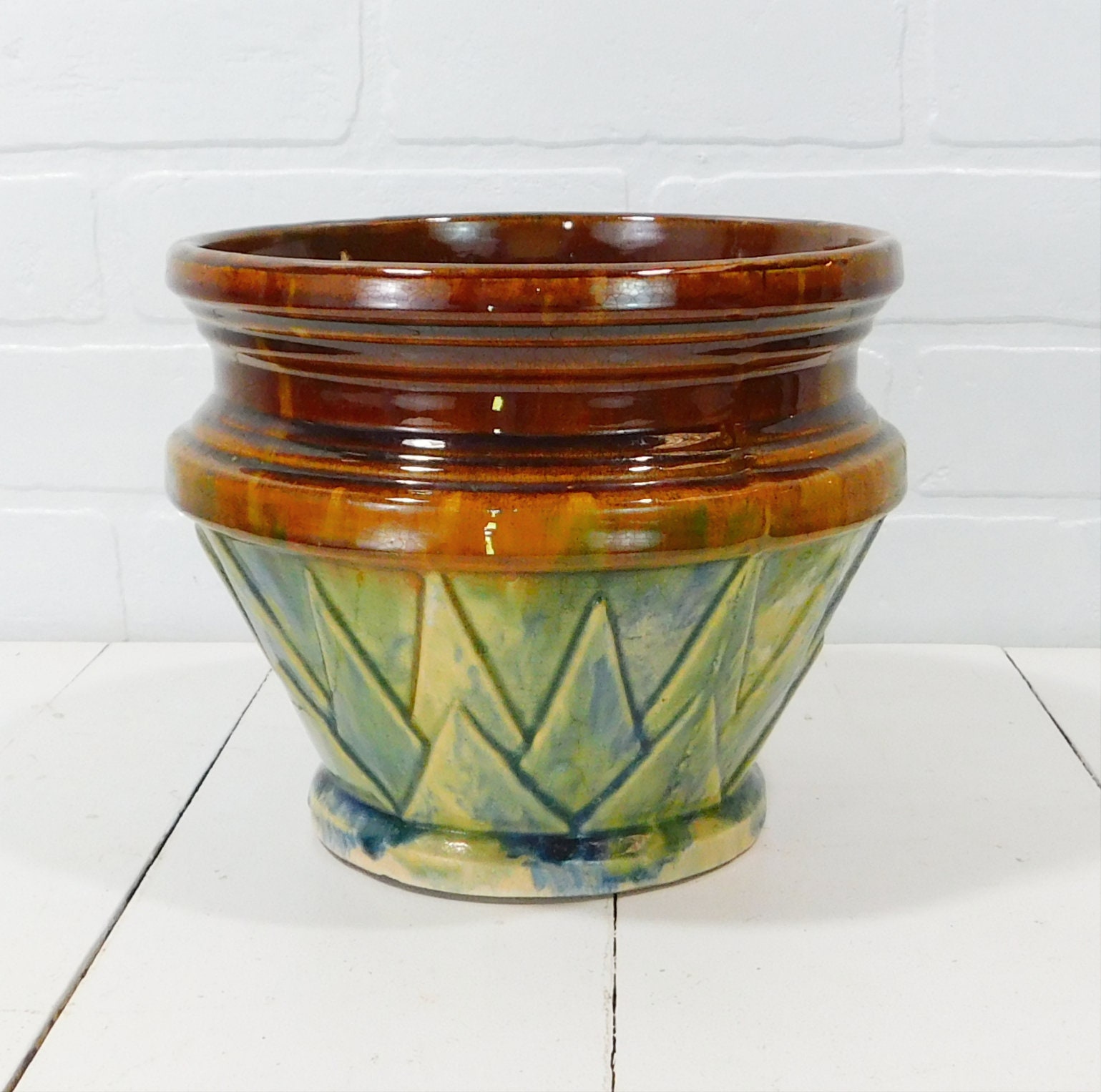 Vintage McCoy Pottery Jardiniere with Blended Glaze PV13 | Etsy