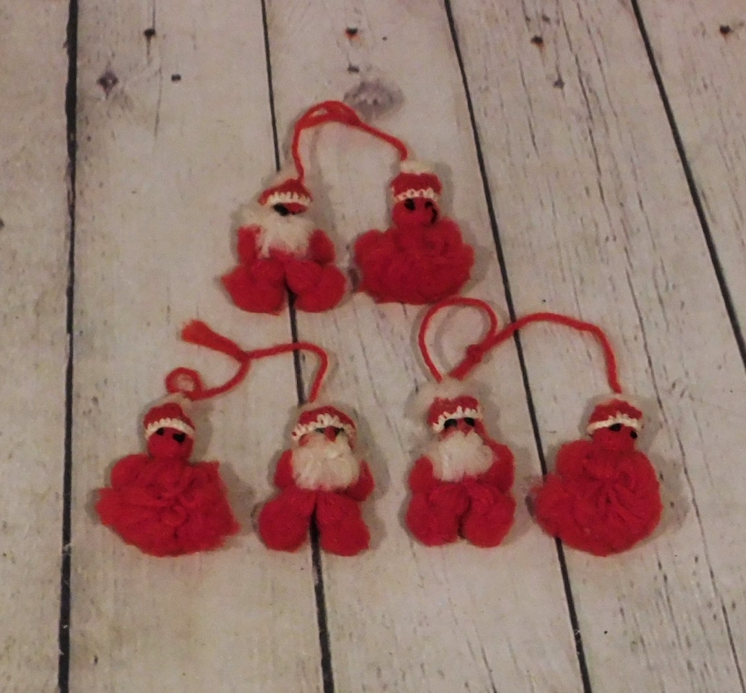 Vintage Yarn Santa Ornaments, Vintage Christmas Decor, C84 Etsy