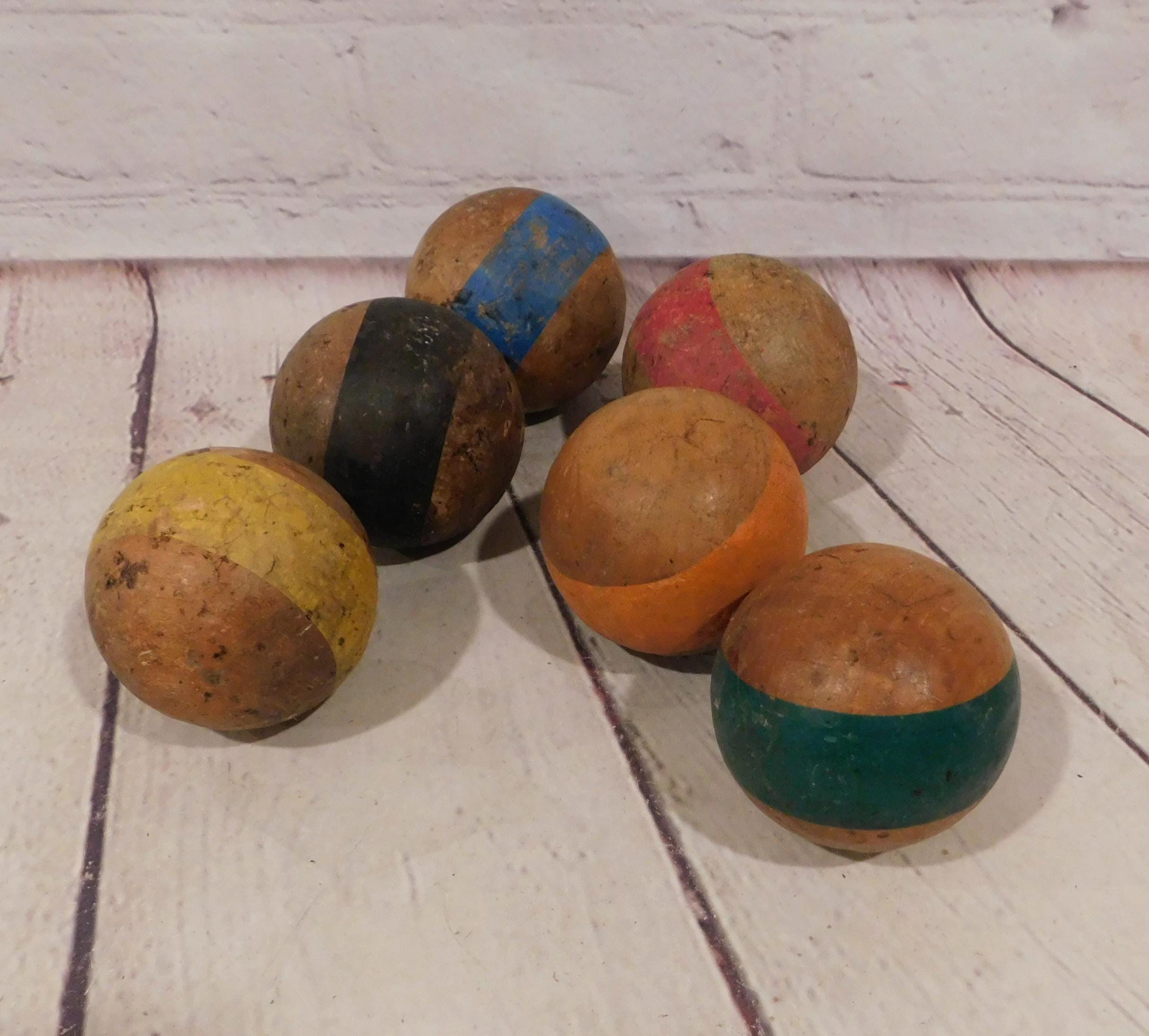 Antique Wooden Decorative Balls - Etsy