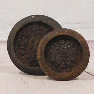 Antique Cast Iron Scale Weights, Imperial Standard, 1 lb & 8 oz Balance Scale Weights, SC39