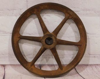 Vintage Iron Pulley Wheel, 9 1/4", HW197
