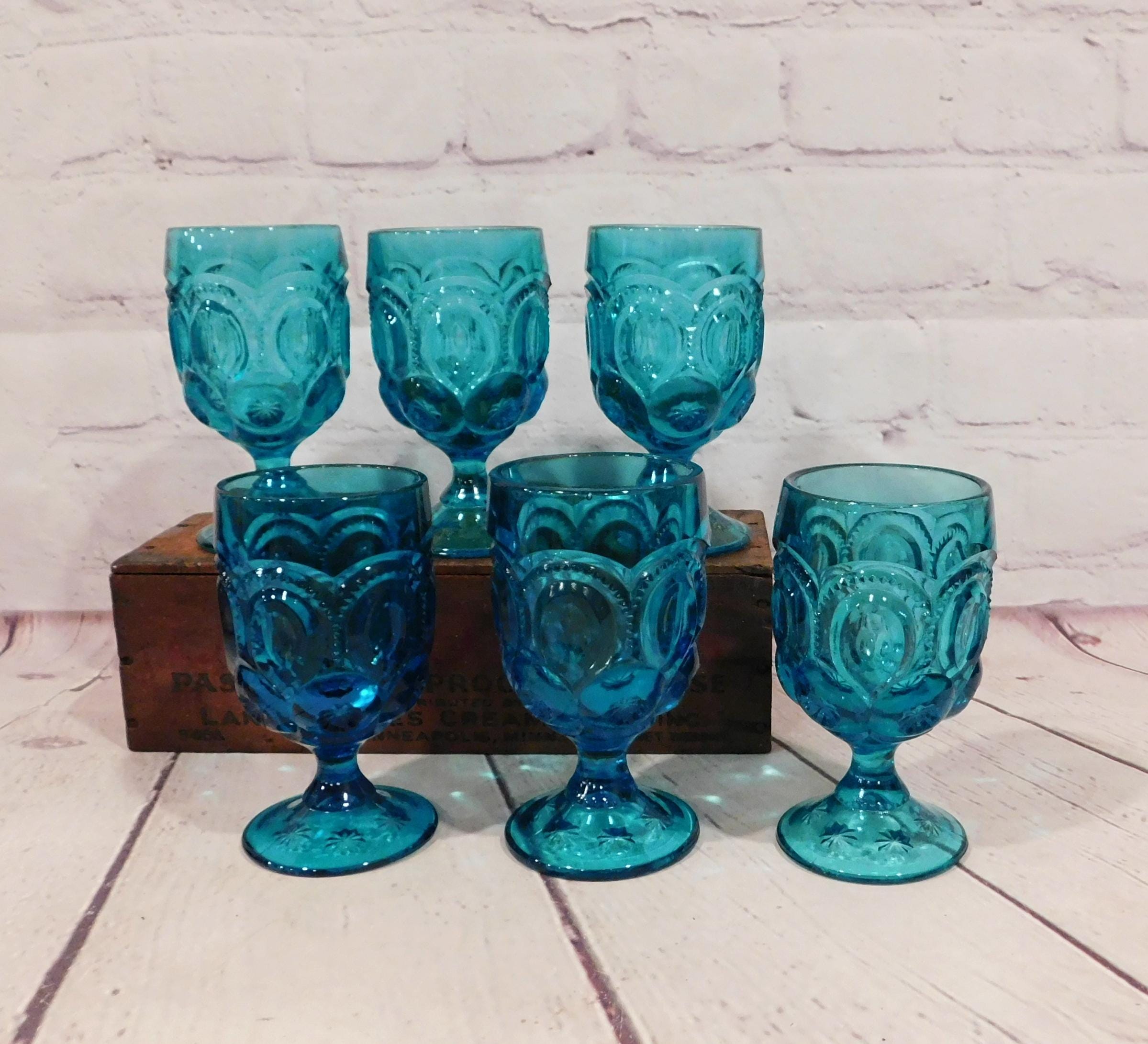 L.e. Smith Moon and Stars Blue Drink Glass - Etsy