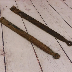 Two Barn Door Strap Hinges, Antique Forged Barn Hardware, Handmade Hinges, Architectural Salvage, Forged Iron Hinges, HW122