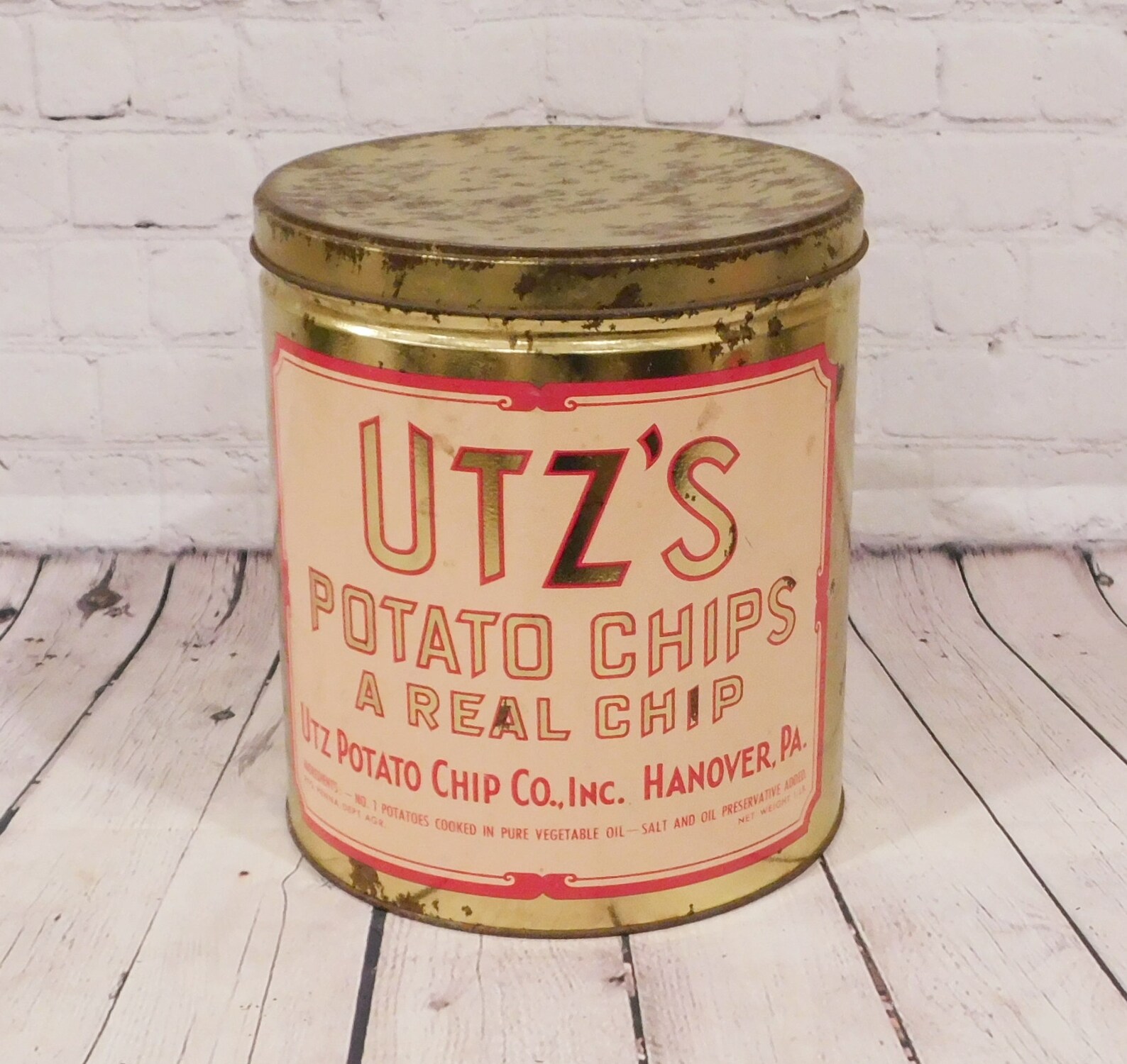 Vintage UTZ'S Potato Chip Tin Hanover PA Potato Chip Etsy