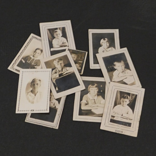 School Photos from 1920's & 1930's, Black and White Children's Portraits, OP01