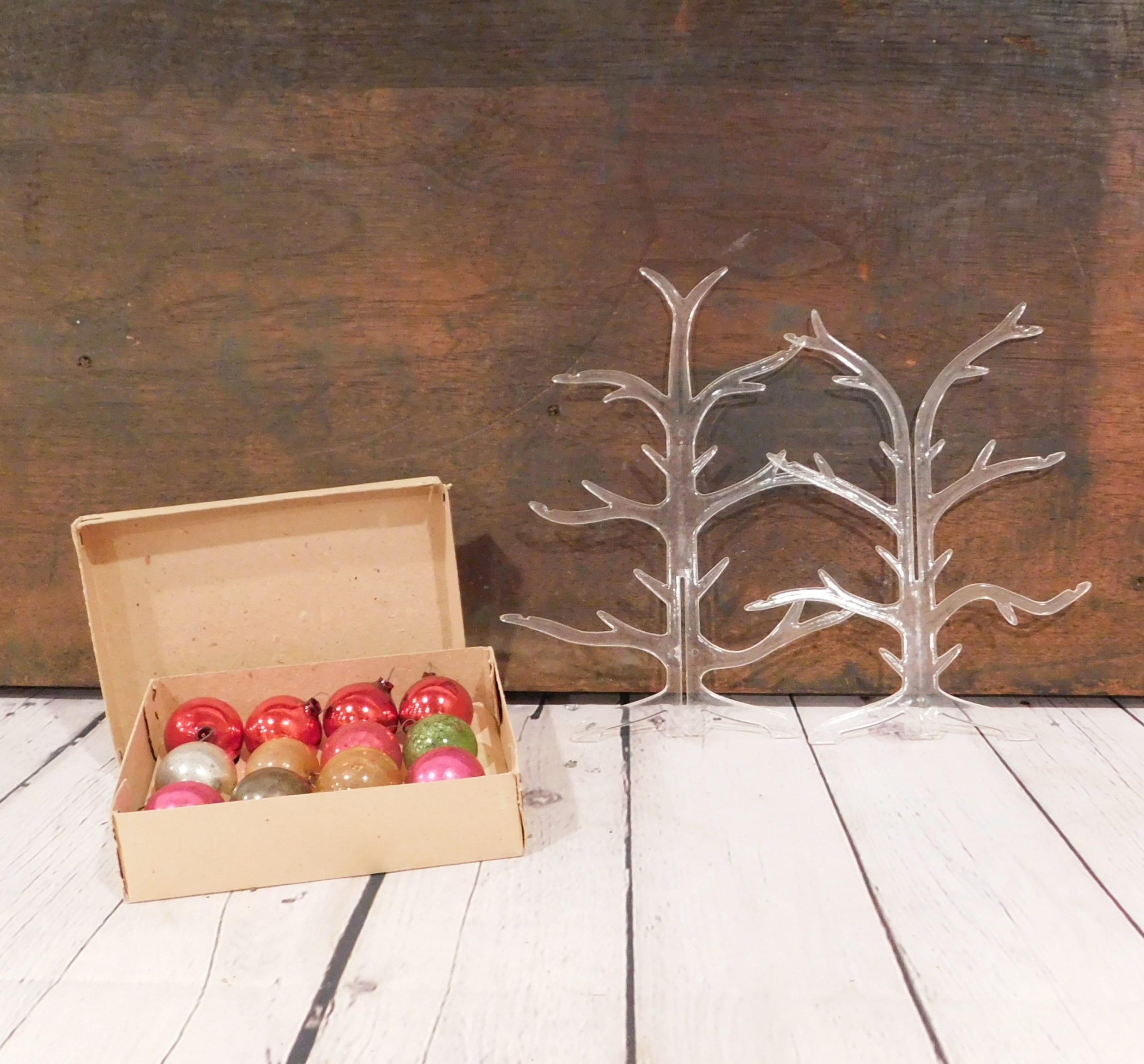 Vintage Clear Plastic Christmas Tree with Glass Ornaments C36 Etsy