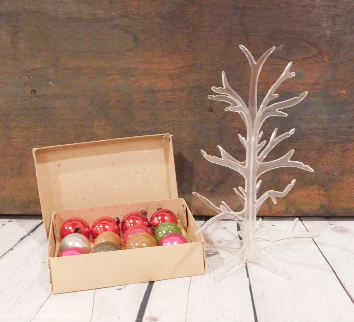 Vintage Clear Plastic Christmas Tree with Glass Ornaments C36 Etsy