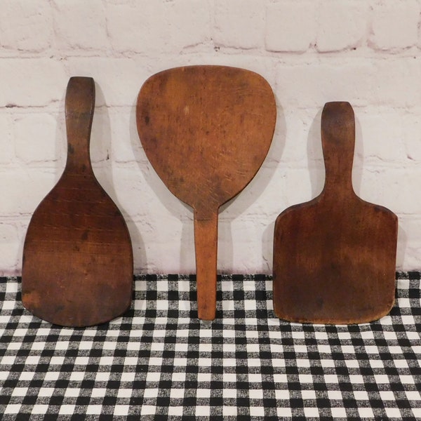 Vintage Wooden Paddle Utensils, Kitchen Paddles, Cooking Paddles, Butter Paddle, Primitives, Instant Collection, Farmhouse Kitchen