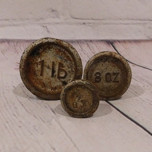 Cast Iron Scale Weights, Antique Set of Three Balance Scale Weights, SC25