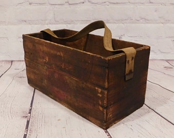 Vintage Divided Wood Box With Leather Strap Handle, 16 X 7, WC15 - Etsy Vintage Divided Wood Box With Leather Strap Handle, 16 X 7, WC15 - Etsy