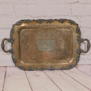 Vintage Silverplate Tray, CRESCENT, Grape Pattern, VK110