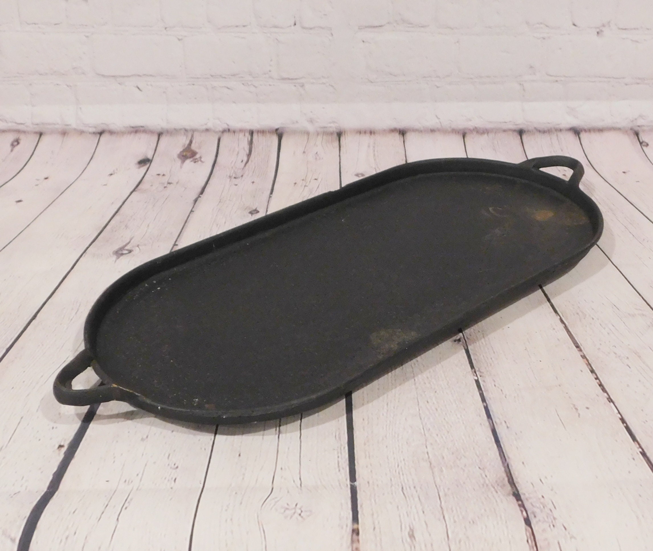 Antique Cast Iron Gated Griddle Long Oval Griddle CI12 Etsy
