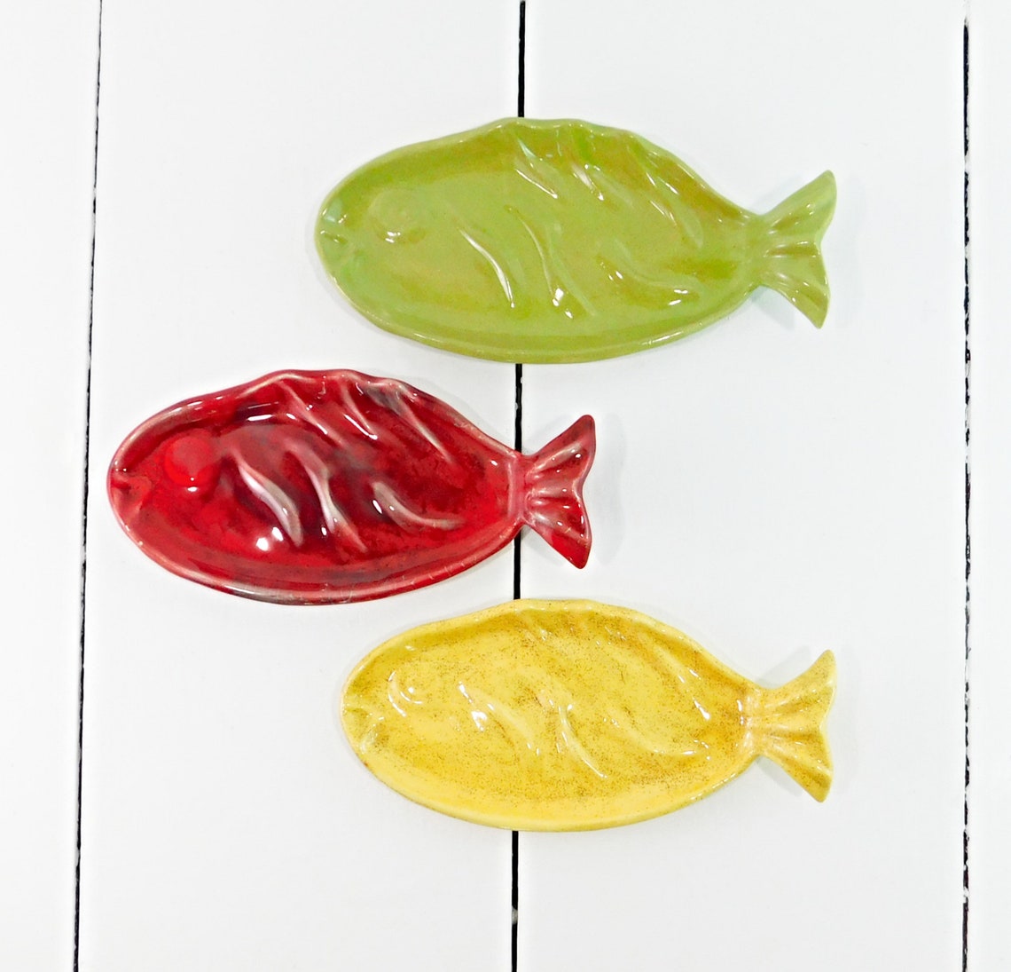 Vintage Pottery Fish Plates Mid Century Stacking Fish Plates Etsy